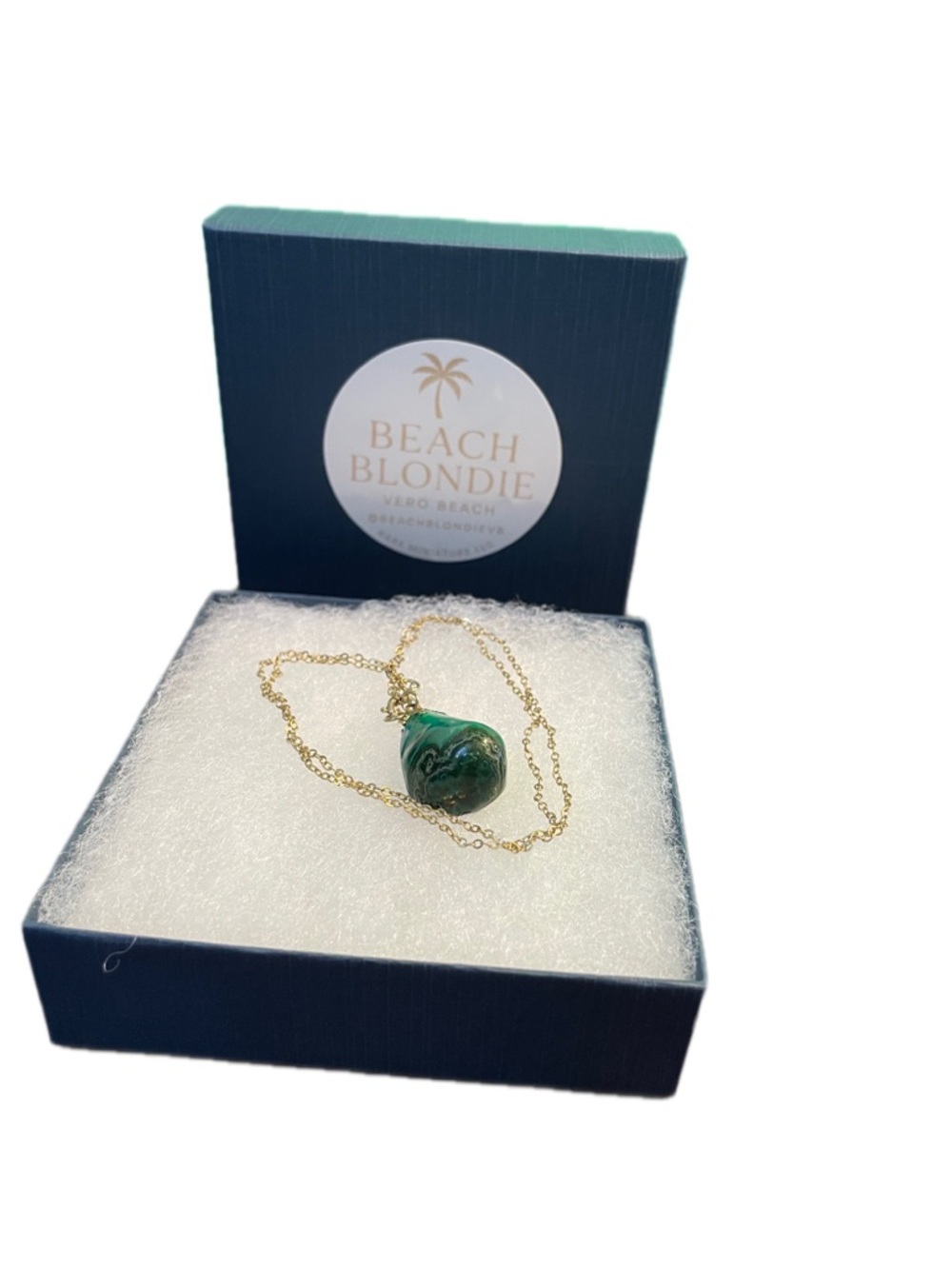 Teal Stone Pendant Necklace on 18” Gold-Tone Chain – Gift Ready 🍃✨ - Picture 4 of 13